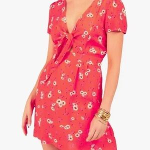 Francescas Carmena Bow Front Floral Mini Dress Red - S
